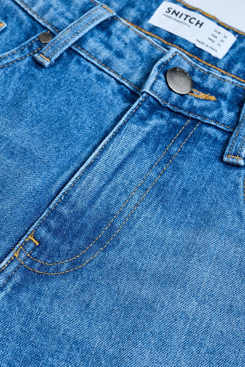 SNITCH Blue Flared Fit Denim Jeans for Men | Best Price UAE